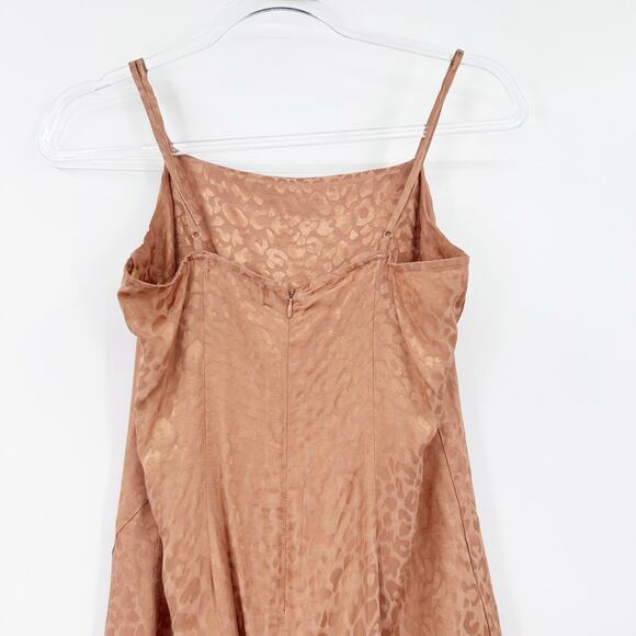 Urban Outfitters UO Leopard Jacquard Slip Dress Terracotta Mini Womens Sz Small - Picture 9 of 12